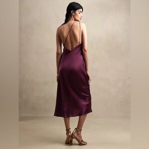 NWT Banana Republic Dark Cherry Divine Silk One Shoulder Dress Large